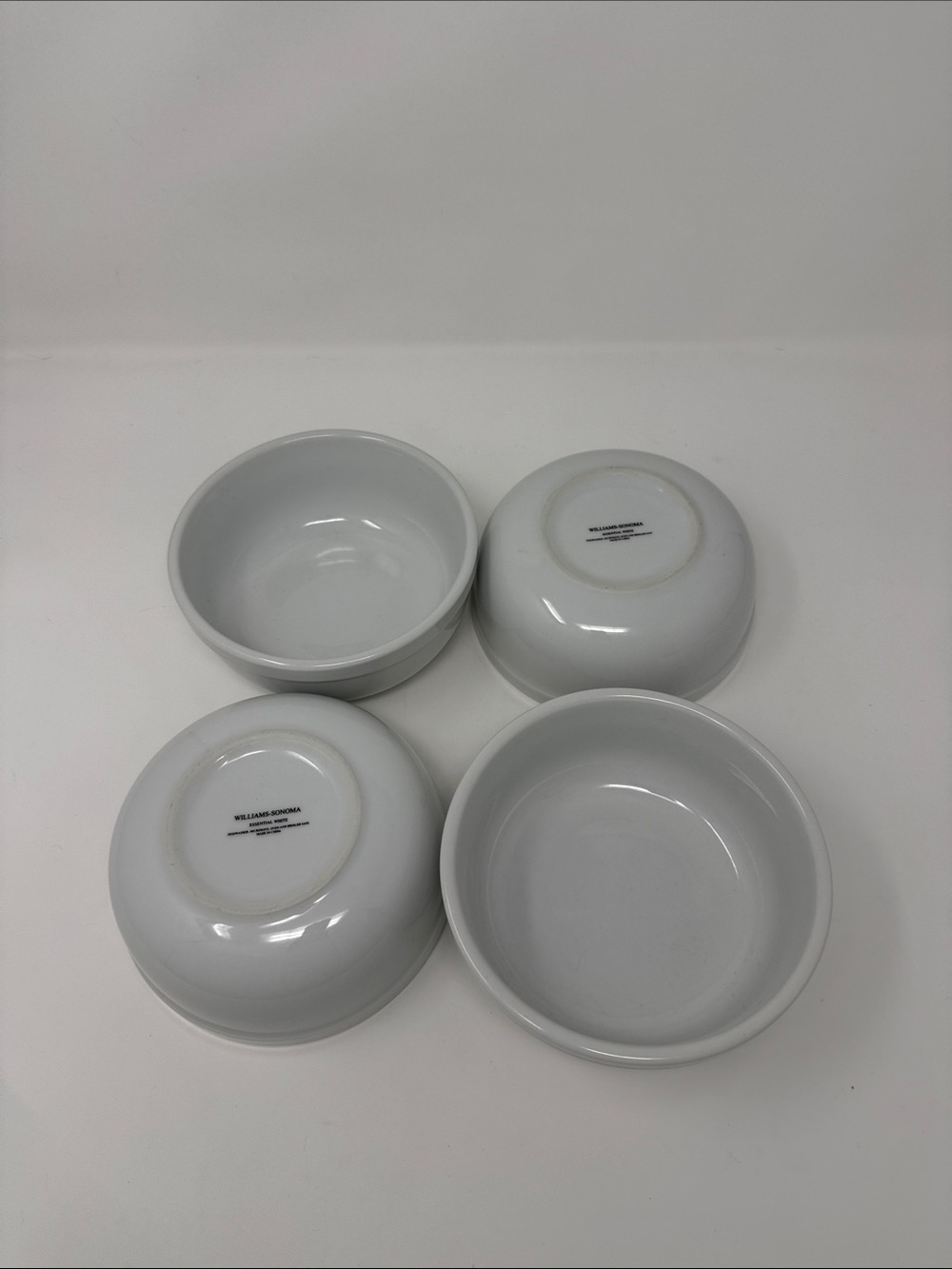 Williams Sonoma White Ceramic Prep Bowls, Set of 4